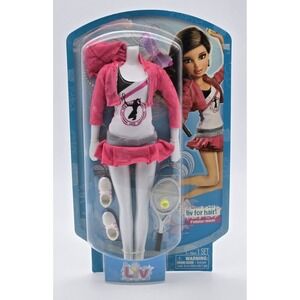 LIV Doll Tennis Outfit Skirt Top Sunglasses Racket Spin Master NOS Pink White